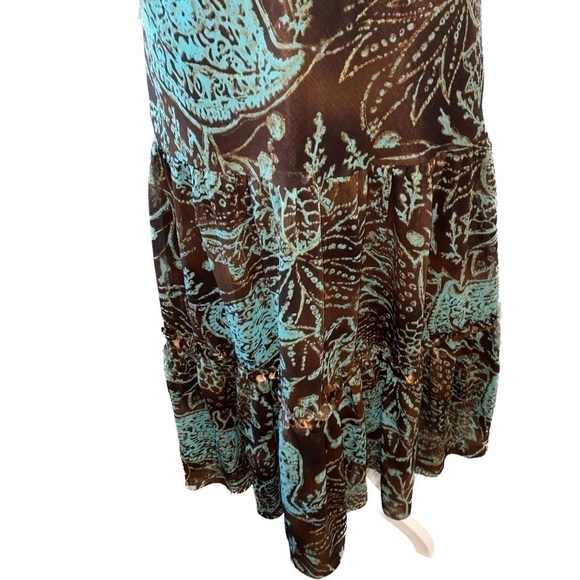 Positive Attitude Tiered Sleeveless Dress, Brown and Green Size 12 - Picture 5 of 12